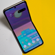 A photo of the Galaxy Z Flip 3 opened up about halfway